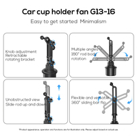 Ventilador de Coche Dopapod G13 con Base Expandible, 3 Velocidades, USB 5V, Compatible con Portavasos de Coche, Se Adapta a la Mayoría de los Vehículos