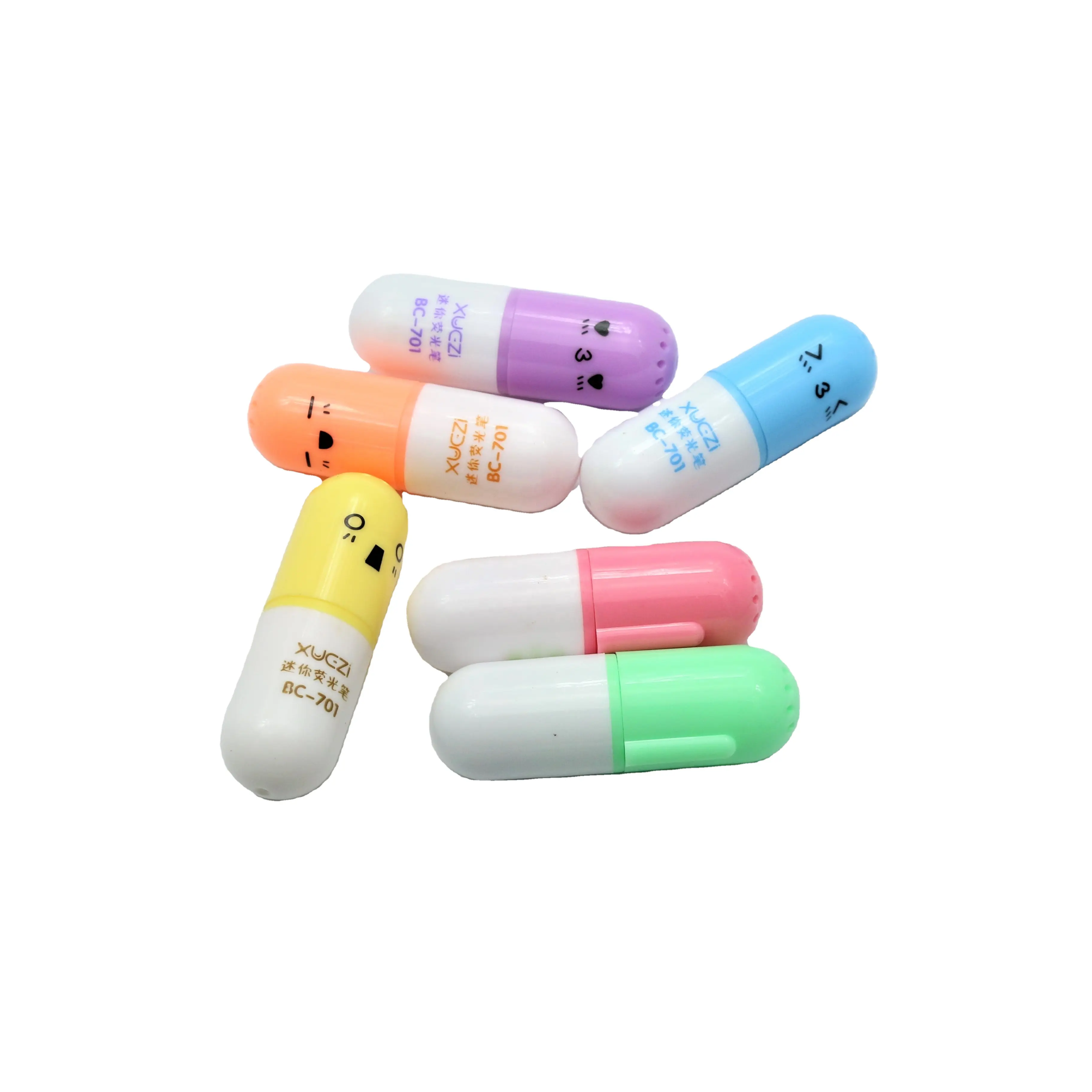 Mini Pill shape highlighter for children's gift pvc packaging highlighter pen