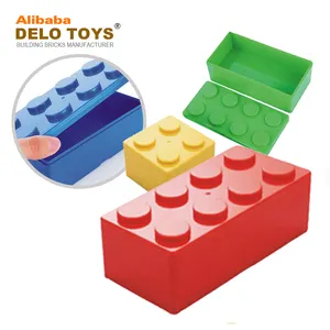 DELO 玩具 (4 色 2 设计) 积木 PP 塑料储物盒玩具文具铅笔盒 (DE00057)