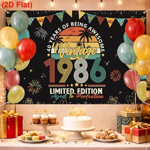 Sfondo per Photobooth a Tema Arcobaleno Retrò Verde Scuro 1986 40 Anni di Eccellenza per Festa di Compleanno 40 Anni - Product Image 1