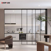 Porte coulissante à quatre panneaux ultra-mince, adaptée à l'intérieur, système parfait, porte de séparation en verre en alliage d'aluminium