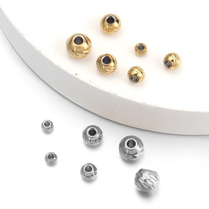 Perles facettées en acier inoxydable 4 mm, motif couteau, perles rondes dispersées pour la fabrication de bijoux DIY - Product Image 1