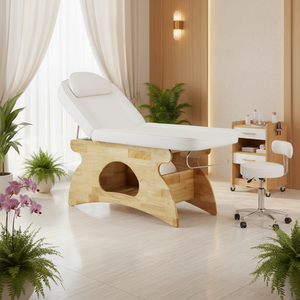 Table de <span class=keywords><strong>massage</strong></span> en bois massif blanche, économique, pour <span class=keywords><strong>salon</strong></span> de beauté, spa, épilation, soins du visage, traitement thaïlandais, avec rangement - Vente en gros Chine - Product Image 1