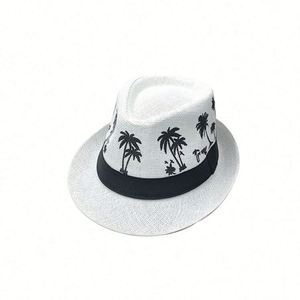 Wholesale Summer Women Weave Straw <b>Hat</b> Wide Brim Mens Fedora <b>Hat</b> with Pattern - Product Image 2