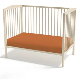 Fundas de cama de nido de bebé, Sábana de cuna infantil de bambú de algodón orgánico transpirable, Sábana bajera de mini cuna ajustada para bebé