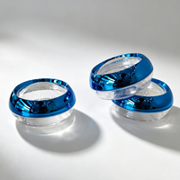 Pots cosmétiques vides Spot 50g, corps de pot transparent avec couvercle à vis électroplaqué bleu, pots de rangement pour safran