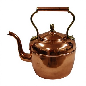 Elegante tetera de cobre puro con asa y tapa, beneficios ayurvédicos para la salud, para servir té y café en la mesa de la cocina del hogar. - Product Image 1