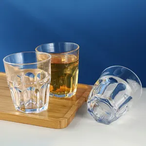 Holesale-taza de cristal con fondo inclinado para zumo de cerveza, vaso de cristal transparente para beber agua de 300ml
