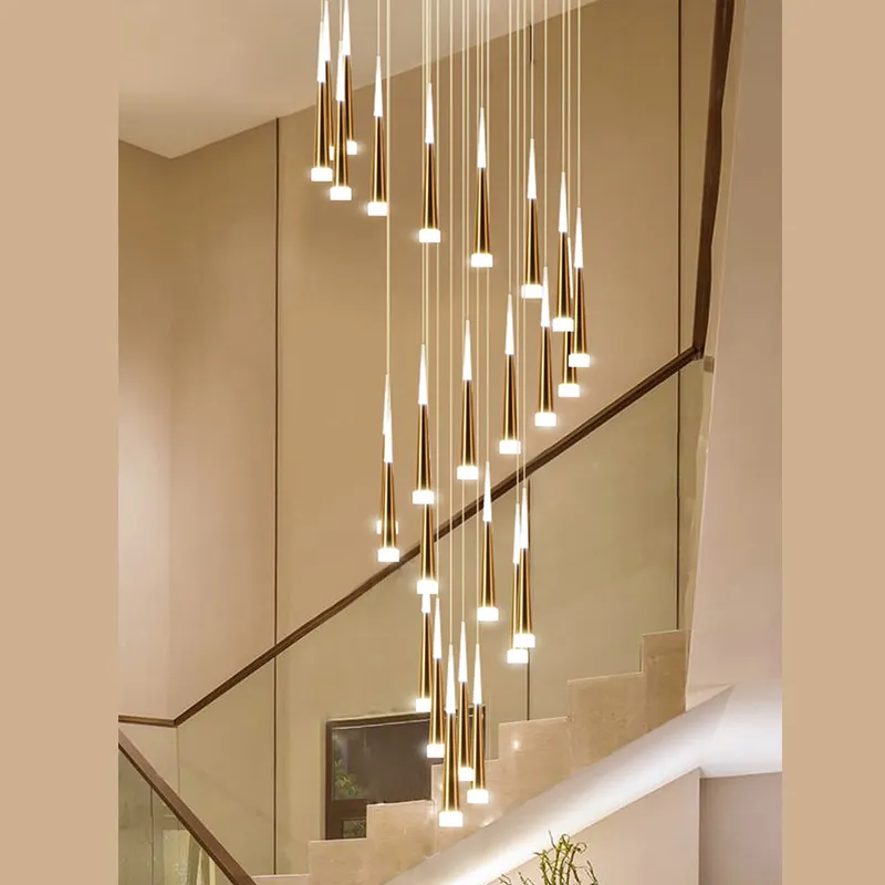 Luxury Home Decor Modern Decorative LED Light Ceiling Lamp Chandelier Office Spiral Staircase Lighting