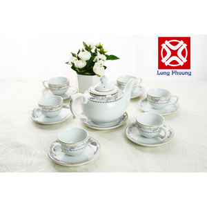 Long Phuong Group High Quality Ceramic <b>Tea</b> Pot <b>Cup</b> and Saucer <b>Set</b> Floral Decor Factory Price 500ml Capacity for Coffee - Product Image 1