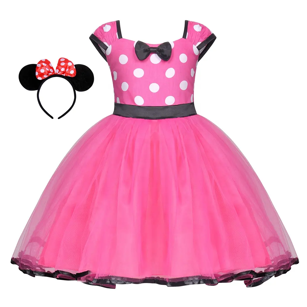 Nieuwe Mode Meisjes Feestjurk Polka Dot Verjaardag Tutu Jurk Sterren Patroon Kinderen Casual Kleding Gewaad Kind Kant Prinses Jurk