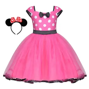 New Fashion Girls Party Dress Polka Dot Birthday Tutu Dress Stars Pattern Children Casual Clothes Robe Kid Lace Princess Gown