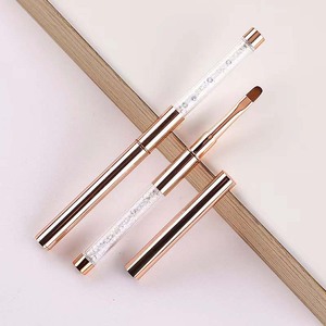 Pinceau liner pour nail art en nylon 11 mm avec manche en métal doré et logo personnalisé, à tête unique, pour application en une seule traite, pour détails 3D, effet ombré et ligne française en acrylique - Product Image 4