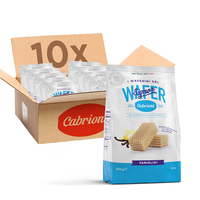 Vente en gros de mini-gaufrettes italiennes de la marque Cabrioni, biscuits sucrés fourrés à la crème vanille, collation croustillante pour le petit-déjeuner, boîte de 10 pièces x 400 g