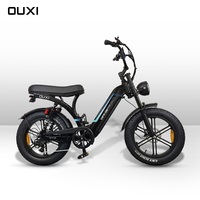 Vélo électrique OUXI style cyclomoteur, pneus larges, 20 pouces, 250W, 48V, 16.7Ah, suspension arrière à ressort, phare projecteur, porte-bagages avant, Ebike Q8