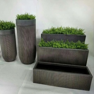 Moderni Vasi <span class=keywords><strong>Grandi</strong></span> da Esterno per Fiori, <span class=keywords><strong>Fioriere</strong></span> <span class=keywords><strong>in</strong></span> <span class=keywords><strong>Cemento</strong></span> per Piante Verdi, Vasi da Giardino <span class=keywords><strong>in</strong></span> Fibra di Vetro con Logo Personalizzato Intagliato a Mano - Product Image 2