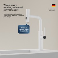 Robinet de cuisine télescopique et rotatif, avec jet cascade anti-éclaboussures, eau chaude et froide, en alliage de zinc et cartouche céramique