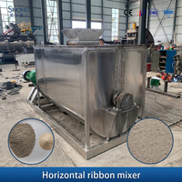 Mélangeur à ruban en acier au carbone avec revêtement en acier inoxydable, grand volume, agitateur à double hélice, mélangeur de granulés et de poudres pour engrais organiques