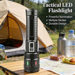 Lampe torche LED super lumineuse de haute qualité 30W, rechargeable par énergie solaire, longue portée, pour le camping et les aventures en plein air - Product Image 1