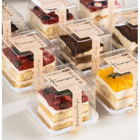 Carré Rouge Velours Forêt Noire Gâteau Mini Gâteau PET Tiramisu Boîte Tiramisu Conteneur Boîte Transparente Tiramisu Boîte Dessert Tiramisu
