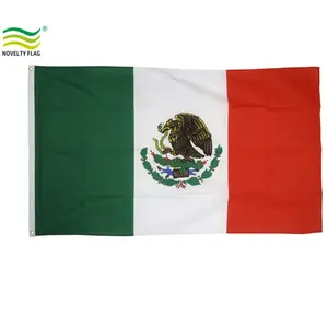 Bandeira do méxico 3x5ft grande mexicano méxico impresso cores vibrantes bronze ranhuras poliéster qualidade