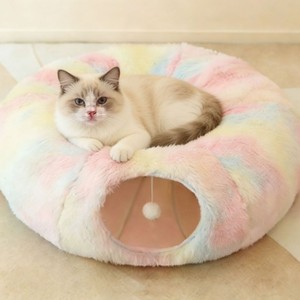 Cama túnel para gatos, 85x85x26cm, casa de felpa suave y cálida para gatos de las cuatro estaciones, para gatos Scottish Fold, British Shorthair, Ragdoll y Birman - Product Image 4