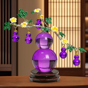 Ornement en forme de gourde en cristal, sphère d'améthyste violette, design floral, décoration de la maison, cadeau - Product Image 4
