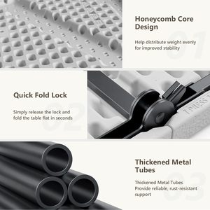 Mesa Plegable Cuadrada Blanca de HDPE de Alta Calidad de 36 Pulgadas, Mesa de Picnic Plegable con Altura Ajustable para Campamento y Eventos al Aire Libre - Product Image 6