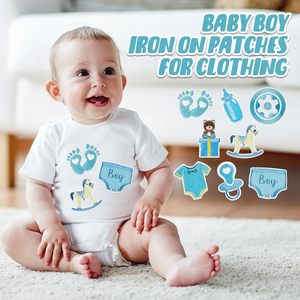 À la mode petit patch de broderie fer sur bébé vêtements mignon bleu body salive sac petit patch brodé pour chapeau enfants - Product Image 3