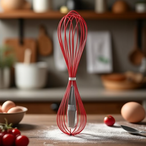 Frusta in Silicone Rosso con Manico in Fibra di Vetro, Utensile da Cucina per Mescolare le Uova - Product Image 3