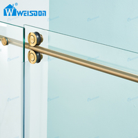 Weisdon Bon Prix Rectangle Or En Acier Inoxydable Sans Cadre Porte De Douche En Verre Trempé Salle De Douche