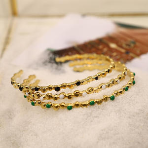 Grosir trendi Open Grain bentuk C gelang manset polos 18K lapis emas baja tahan karat minyak menetes Polka Dot - Product Image 1