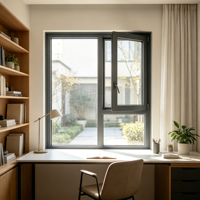 Ventana de Aluminio con Rotura de Puente Térmico, Fija y Abatible, Doble Acristalamiento, Vidrio Templado, Insonorizada, Vista Panorámica, Tamaño Personalizado