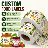 Étiquettes personnalisées pour miel, autocollants de luxe en feuille d'or gaufrée, conception de logo personnalisé, étiquette pour confiture, sauce, bouteille en verre