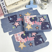 Boîtes d'expédition ondulées à motif étoile et cœur imprimé cowboy, réutilisables, portables, mignonnes, petites boîtes d'emballage cadeau, cadre photo