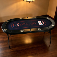 Table de poker pliante ovale S.Q.F Texas pour 8 joueurs, design Racetrack avec porte-gobelets, cadre métallique pour salle de jeux à domicile ou fête