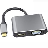 USB TYPE C HUB vers HDMI & VGA & 4 en 1 HDMI 4K 30HZ VGA 1080P 60HZ USB C HUB pour ordinateur USB 3.0