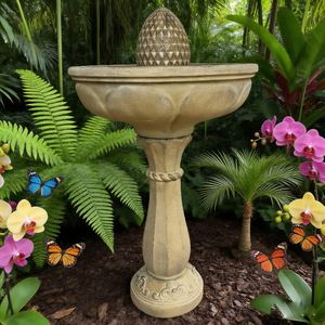 Fontaine à oiseaux en résine solaire résistante aux intempéries, antique, faite à la main, avec installation facile - Product Image 3