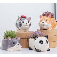 Jardinière en céramique pour plantes succulentes, motif animaux de dessin animé mignons, mini-pots de fleurs pour décoration intérieure, idéale pour la maison et le jardin.