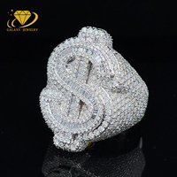 Bague glacée Dollar Money Sign Design Buste Down Fine Jewelry 925 Sterling Silver Hip Hop Iced Out Moissanite Stone Men Ring