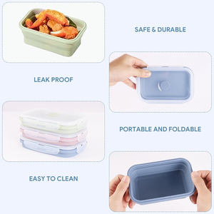 Pieghevole scatola pranzo 550 ml pieghevole ciotola in Silicone contenitori per alimenti con <span class=keywords><strong>frigo</strong></span> compatibilità microonde <span class=keywords><strong>accessori</strong></span> campeggio - Product Image 5