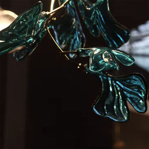 Lampadario Moderno a Foglie Verdi Botaniche, Lampada a Sospensione a Cascata con Design a Vite per Hall di Hotel, Soffitti Alti e Arredamento Villa - Product Image 4