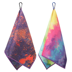 Bán Buôn Gradient Màu Cá Nhân Biểu Tượng Tùy Chỉnh Waffle Sợi Nhỏ Golf Khăn Với Móc - Product Image 1