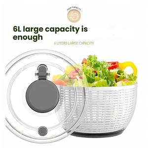 <span class=keywords><strong>Essoreuse</strong></span> à <span class=keywords><strong>salade</strong></span> blanche avec couvercle de rangement, séche-légumes manuel à tirette, outil de cuisine écologique en plastique PP avec panier égouttoir - Product Image 5