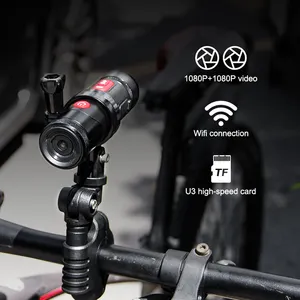 ビデオレコーダーバイクカムを駆動するフロントリアデュアルカメラを備えた1080PオートバイDVRカメラ