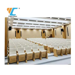 Best Sell Elegant Lecture Hall Stadium Church Cinema Theatre Chair Public Auditorium Seat Writing Table Solid Wood Theater Seat