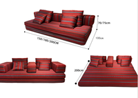 Sofá de Compresión de Tela Jacquard de Estilo Étnico Vintage, Sofá Cama Multifuncional Plegable Mediano para Sala de Estar de Apartamento Pequeño