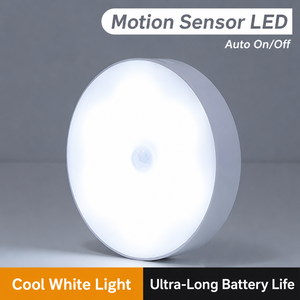 Lumière LED pour armoire à capteur de mouvement rond bicolore, magnétique, rechargeable, à installer sous l'armoire - Product Image 5