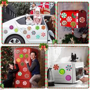 Décorations de Noël transfrontalières, aimants ronds pour pare-chocs de voiture en forme de sucette, aimants pour porte de garage en forme de bonbon à la menthe, aimants pour réfrigérateur - Product Image 5