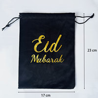 Sac d'emballage pour la fête musulmane du Ramadan de l'Aïd Décorations du Hajj Pochettes pour bonbons Noir Umrah Mubarak Sacs cadeaux avec cordon de serrage
